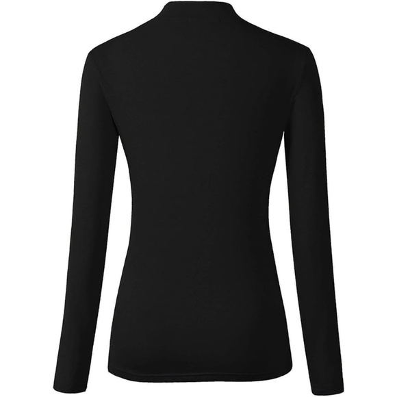 💕2/$15💕 Black Mock Neck Long Sleeve Slim Fit Turtleneck Basic Layering T-Shirt - Picture 1 of 6